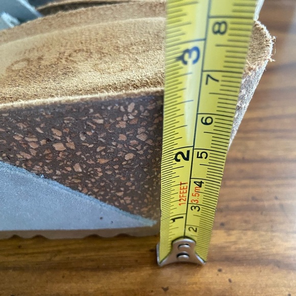 Yokono Sandals Women's 9 Blue Gray Leather Cork Wedge Buckle Made In Spain - Picture 7 of 9